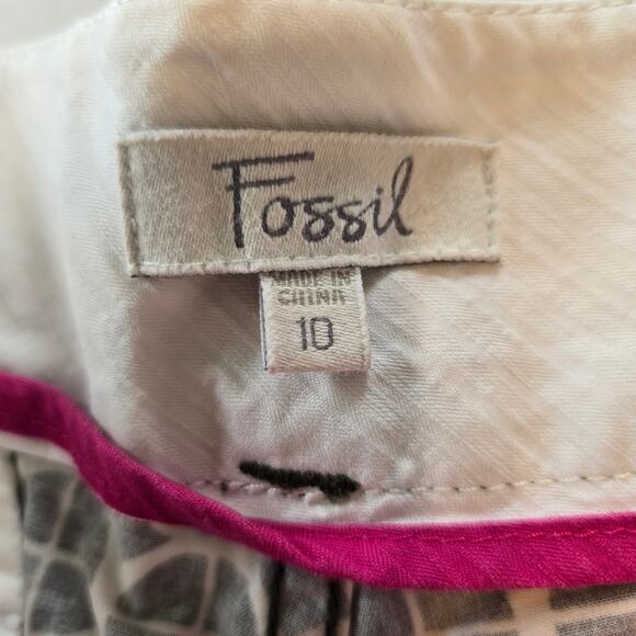 Fossil Shorts Women's 10 Green White Geometric Pattern Summer Beach Coastal - Picture 6 of 9